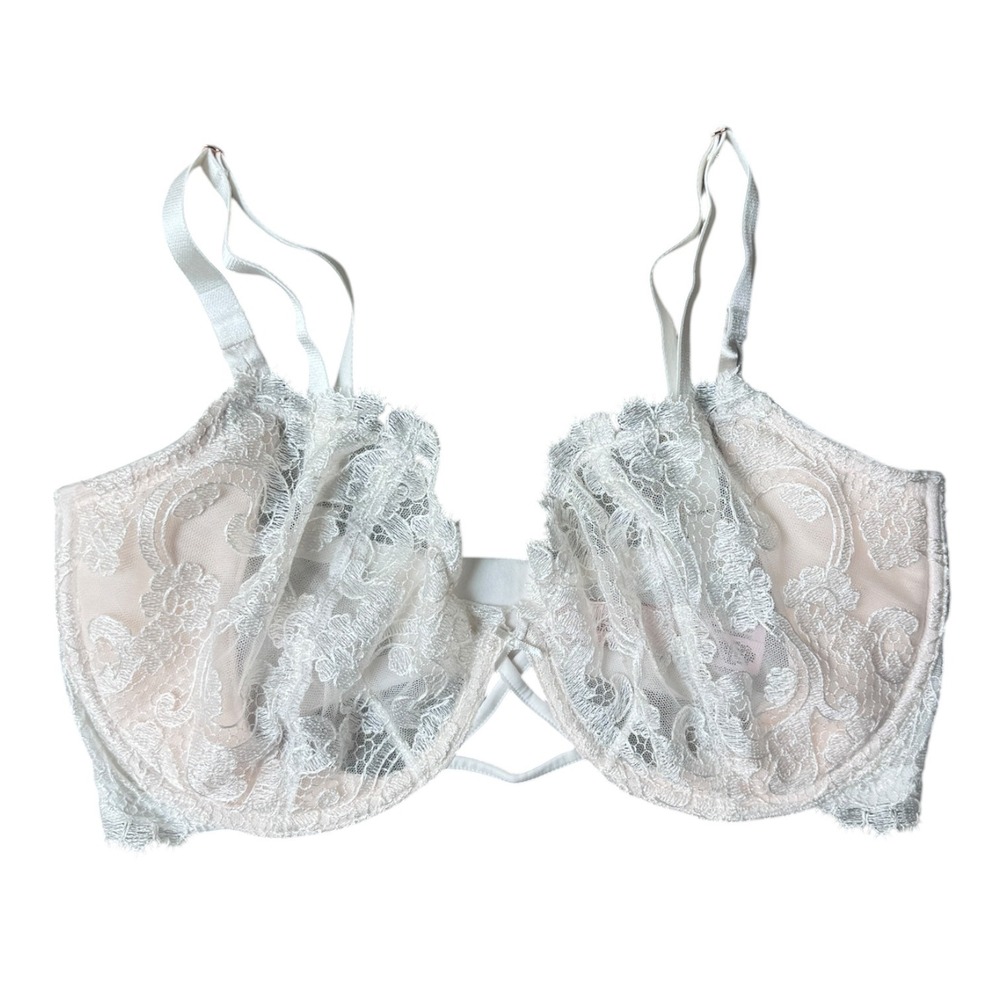 Victoria's Secret Dream Angels White Lace Unlined Balconette Bra 36DDD F80